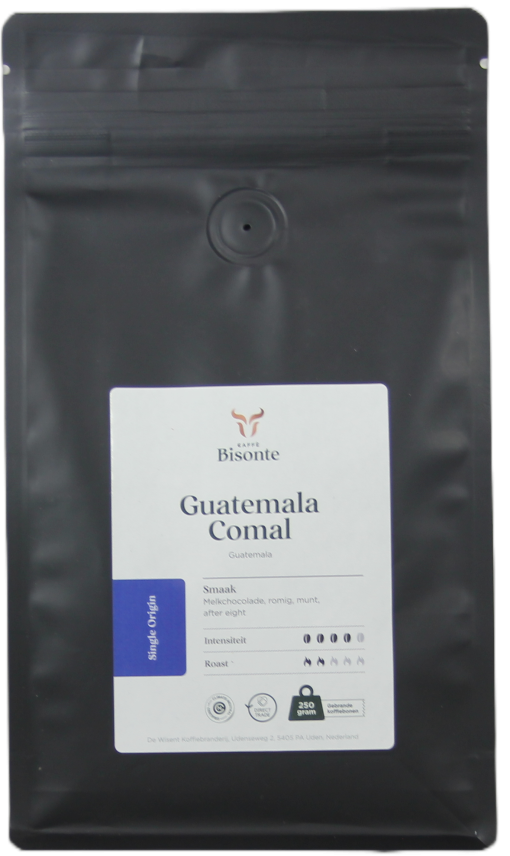 Guatamala-Caffe-Bisonte-250gram-box-pouch-matt-black-CO2-neutraal-sluitstrip